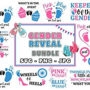 Geschlecht offenbaren SVG PNG JPG Bundle | Babymitteilungs-Designs für Sublimationsdruck | Geschenke zur Babyparty | Süßer Baby Fuß Druck | Pink und Blau