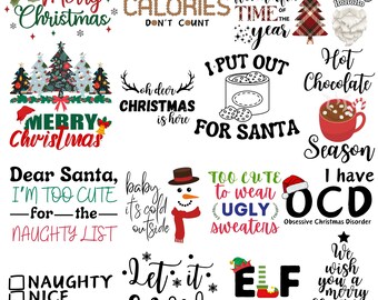 Christmas SVG PNG JPG Bundle | Cute Holiday Sublimation Designs | Festive Clipart Pack | Merry Xmas Printables | Gift for Family and Friends