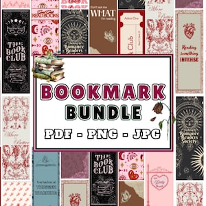 Bookmark Bundle PDF PNG JPG | 12 Bookmark Printable design | Gift for Book Readers | Vintage Themed Page Holder | Reading Quotes on Bookmark