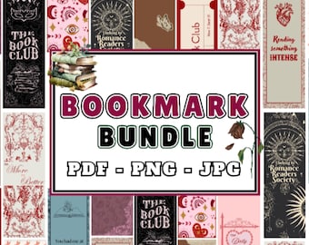 Bookmark Bundle PDF PNG JPG | 12 Bookmark Printable design | Gift for Book Readers | Vintage Themed Page Holder | Reading Quotes on Bookmark