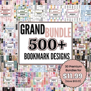 Grote bladwijzerbundel | 500+ afdrukbare bladwijzers | 30 themasets | Esthetische premium ontwerpen voor paginahouders | Cadeau voor lezers en boekenliefhebbers