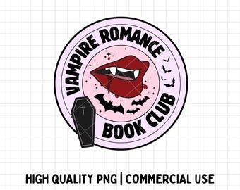 Vampire Romance Book Club PNG | Fantasy Design | Bookish PNG | Commercial Use | Printable Sticker for Planner Journal, Laptop & Notebook