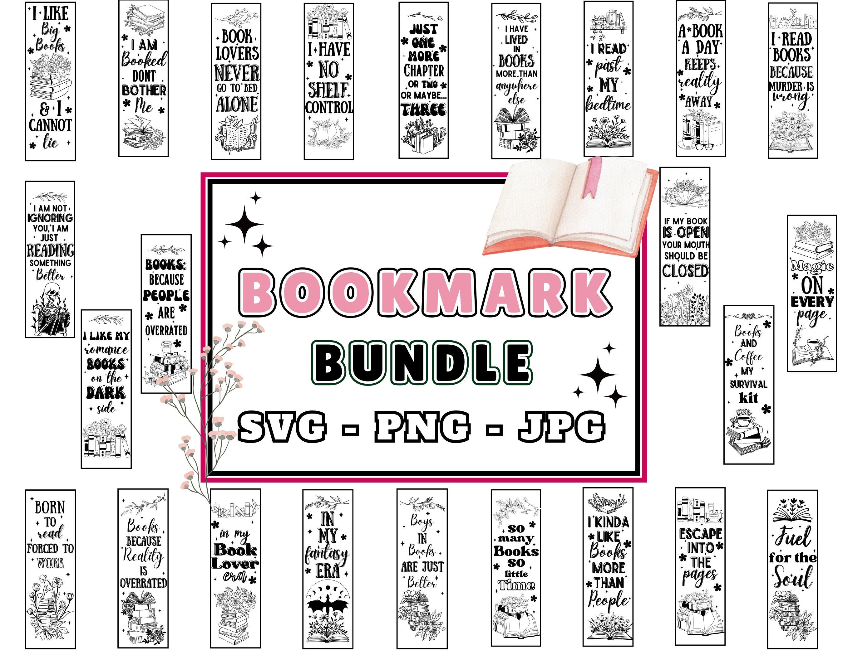 Bookmark SVG PNG JPG Bundle | 25 Bookmark Printable designs | Gift for Book Readers | Floral Themed Page Holder | Reading Quotes on Bookmark