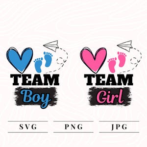 Team Boy Team Girl SVG PNG JPG | Gender Reveal-ontwerp voor sublimatie | Babyaankondiging | Babyshower | Mom & Dad to be | Roze en blauw