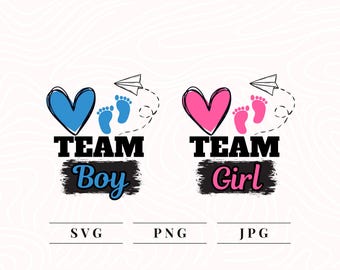 Team Boy Team Girl SVG PNG JPG | Gender Reveal Design for Sublimation | Baby Announcement | Baby shower | Mom & Dad To be | Pink and Blue