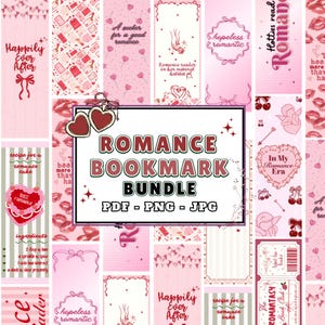 Romantiek bladwijzerbundel PDF PNG JPG | 12 schattige en kleurrijke afdrukbare bladwijzers | Paginahouder met Valentijnsthema | Cadeau voor boeklezers