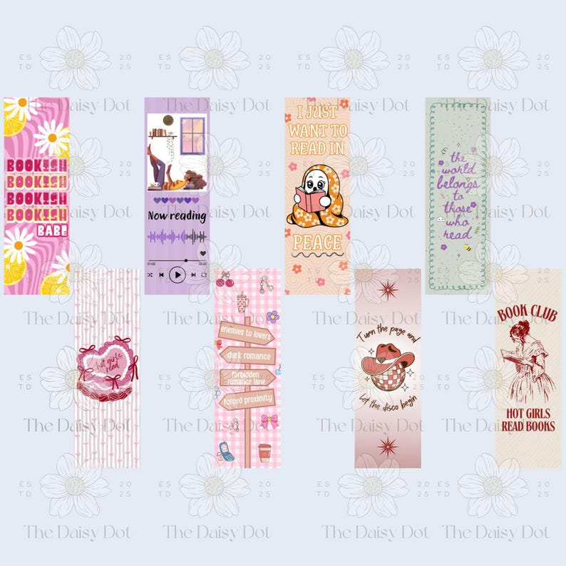 Bookmark Bundle PDF PNG JPG | 16 Adorable And Trendy Printable Bookmarks | Colorful Aesthetic Page Holder | Gift for Book Lovers and Readers image 3