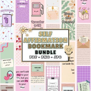 Lot de signets affirmation de soi PDF PNG JPG | 14 signets imprimables mignons et motivants | Titulaire de la page | Cadeau pour amateurs de lecture et lecteurs