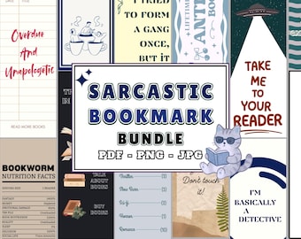 Sarcastic Bookmark Bundle PDF PNG JPG | 12 Funny Page Holders | Cute Printable designs | Humorous Designs | Gift for Readers & Book Lovers