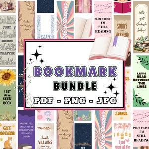 Paquete de marcadores PDF PNG JPG / 20 diseños imprimibles de marcadores / Regalo para lectores de libros / ClipArt de portapáginas / Citas de lectura limpia en marcadores