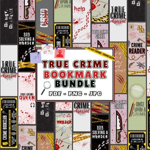 True Crime Bookmark Bundle PDF PNG JPG | 12 Printable Dark Thriller Bookmark | Mystery & Suspense Page Holder | Gift for Book Lovers/Readers