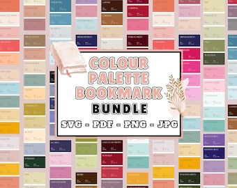 Colour Palette Bookmark Svg Png Jpg Pdf Bundle | 20 Unique Colourful Printable Bookmarks | Aesthetic Page Holder | Gift for Book Readers