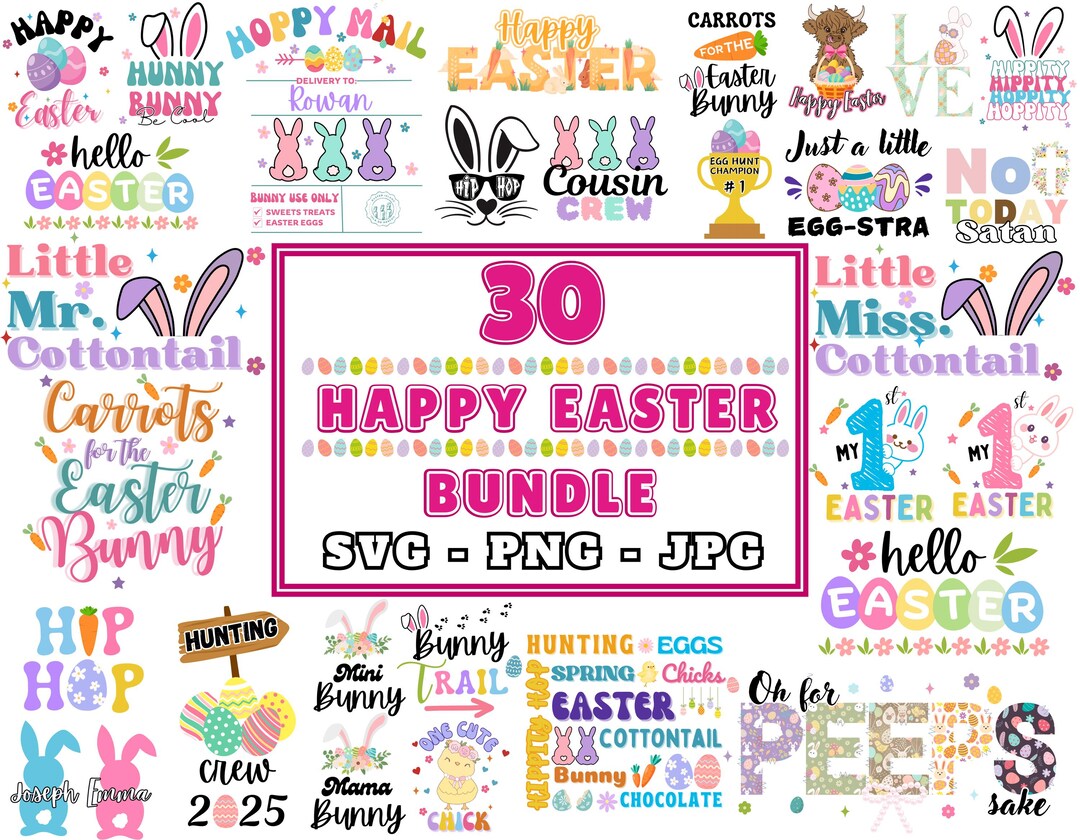 Happy Easter SVG PNG JPG Bundle | Easter Bunny Trendy Silhouette ...