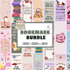 Bookmark Bundle PDF PNG JPG | 16 Adorable And Trendy Printable Bookmarks | Colorful Aesthetic Page Holder | Gift for Book Lovers and Readers image 1