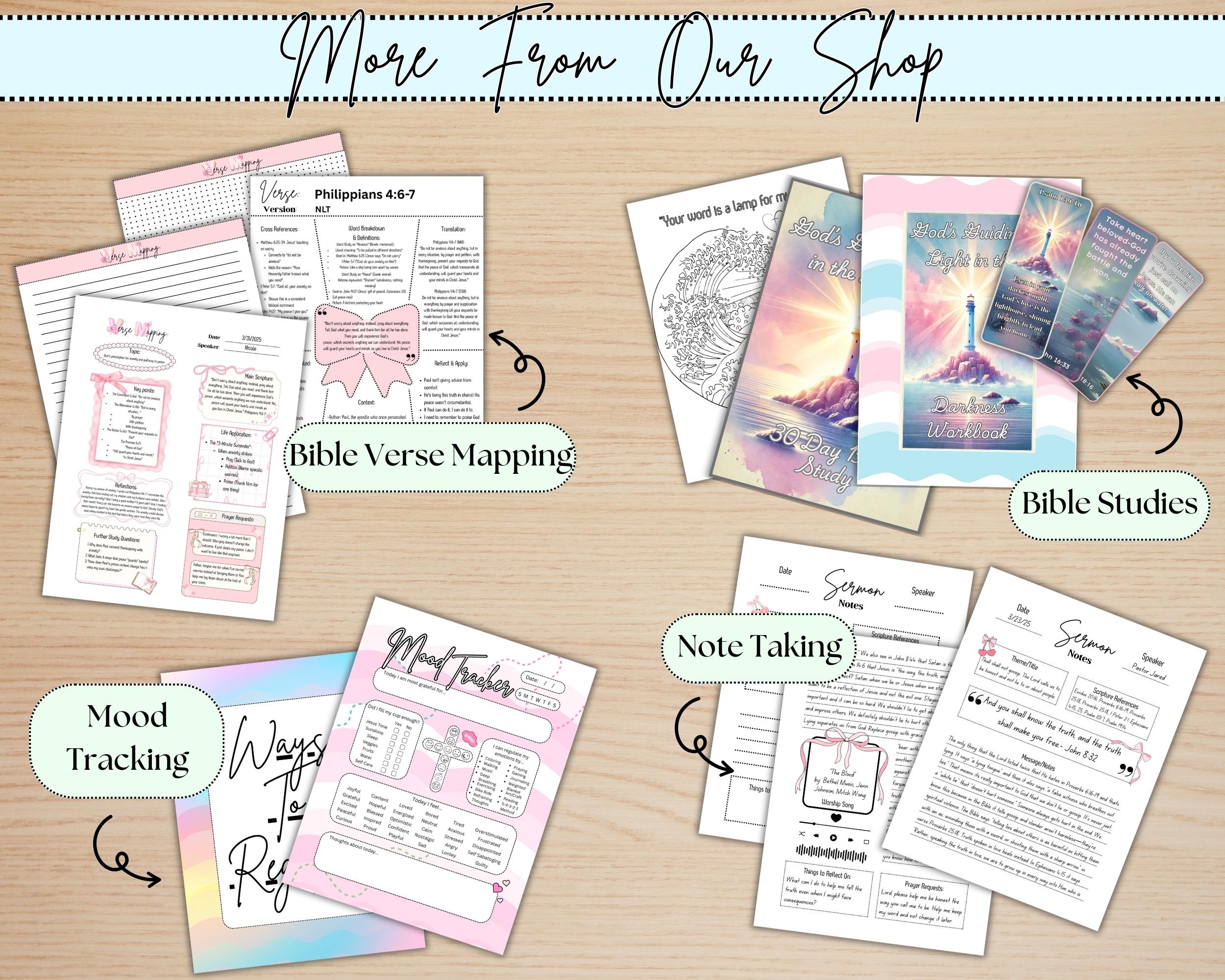 Christian Bible Journaling Printable Watercolor Flower Bundle Planner ...
