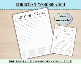 Names of Jesus Wordsearch Puzzle Faith Based Activity Christian Bible Study Journal Page Digital Printable Church Sunday School Activity