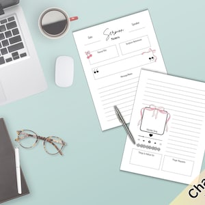 May include: Printable sermon notes template with a pink ribbon and a heart design. The template includes sections for the date, speaker, theme title, scripture references, message notes, worship song, steps to reflect on, and prayer requests.
