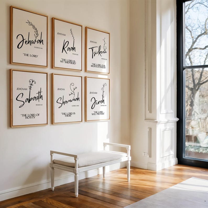 Hebrew Names of God Set of 9 Printable Christian Wall Art Pictures for ...
