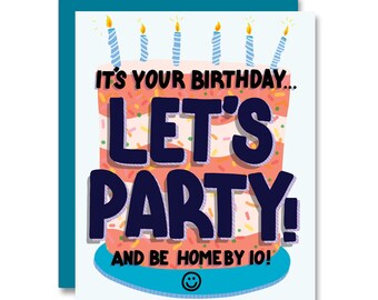 Home By Ten Birthday Party Card