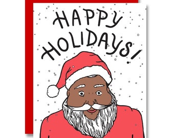 SET of 6 Jolly Santa, Holiday Cards