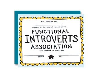 Functional Introverts Association Certificate Card