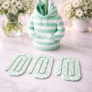 3D Printed Hoodie Pen Pot and Paperclip Set – Mint and White Desk Organizer