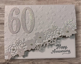 Handmade 60th "Happy Anniversary" Anniversary Card