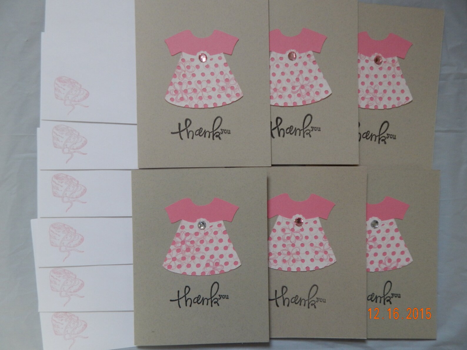 6 Handmade Baby Girl Thank You Cards Etsy