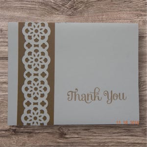 Handmade Set of 4 &quot;Thank You&quot; Notes in Brown/White Cards