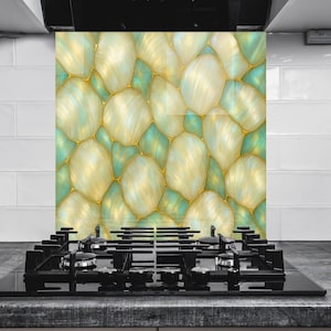 Tempered Glass Backsplash -Stained Backsplash b-Stove Backsplash for Kitchen Splashback for Stove Back Cover-Mosaic Backsplash