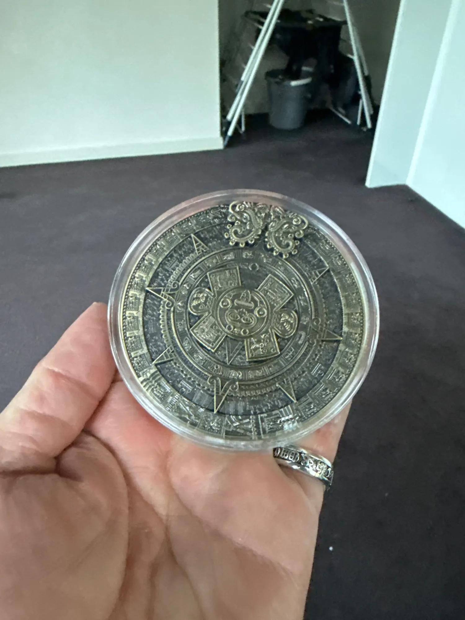 Aztec Sun Stone Calendar Coin: High-relief Bronze Medallion - Etsy