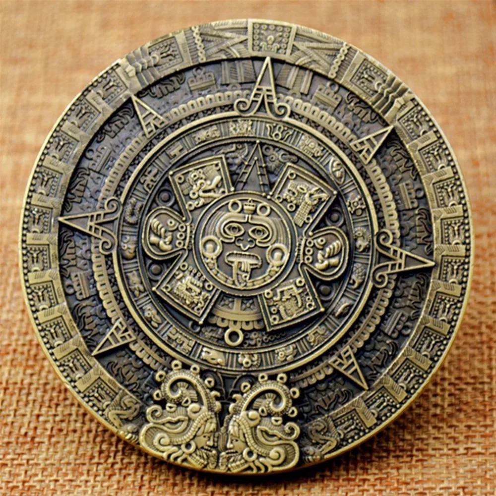 Aztec Sun Stone Calendar Coin: High-relief Bronze Medallion - Etsy