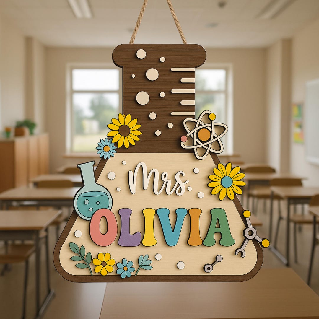 Personalized 3D Science Teacher Door Sign, Science Teacher Name Sign ...
