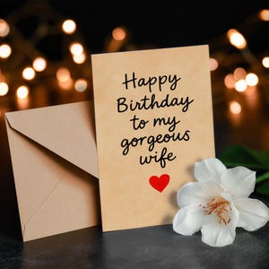 Happy Birthday To My Gorgeous Wife Card - Vintage Birthday Card - Card For Her - Wife Birthday Card- Birthday Card From Husband - I Love You