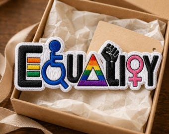 Custom Equality Embroidered Patch, Rainbow Pride Iron On Patch, LGBTQ Ally Sew On Badge for Jacket Backpack Human Rights Gift Decor Festival