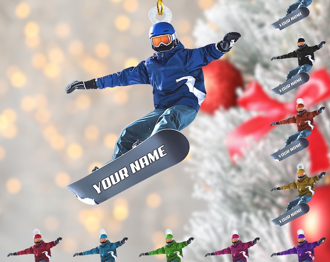 Custom Name Snowboarder 2025 Ornament 2D, Personalized Christmas Decor for Winter Sports Fans, Unique Gift for Snowboarding Enthusiasts