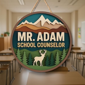 Personalized Teacher 3D Door Hanger National Park Teacher Sign, Classroom Adventure Decor Teacher Door Sign, Camping Theme Teacher Name Gift