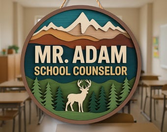 Personalized Teacher 3D Door Hanger National Park Teacher Sign, Classroom Adventure Decor Teacher Door Sign, Camping Theme Teacher Name Gift