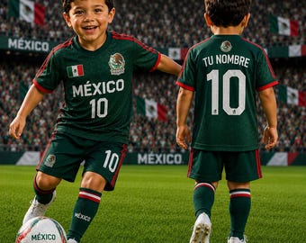 Personalized Mexico Soccer Jersey Kid Set, Matching Family Football Shirts, Custom Mexico Fan Apparel, Family Game Day Outfit