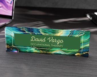Office Desk Nameplate Acrylic Block Personalized Desk Name Plate, Office Decor, Teacher, Phd Gift, Personalized Gift, Name Sign