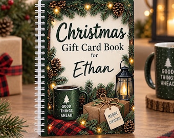 Personalized Christmas Gift Card Book For Man, Printed Book, 15 Gift Card Pockets, Christmas Holiday Gift for Family, Gift Card Book For Son