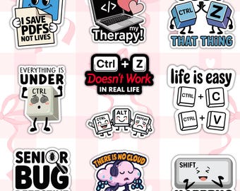 COMBO 10 PCS Funny Programmer Stickers | Coding Laptop Decal Pack of 10 | Cute Geek Gifts for Developers & Software Engineers | Ctrl Z Joke