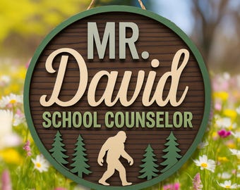 Personalized Teacher 3D Door Hanger National Park Teacher Sign, Classroom Adventure Decor Teacher Door Sign, Camping Theme Teacher Name Gift