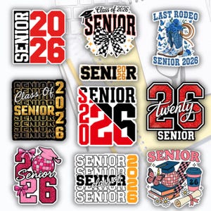 COMBO 10 Pcs Senior Class of 2026 Sticker Pack, Pastel Vinyl Stickers, Graduation Gift, Senior Year, Class of 2026, High School Graduation
