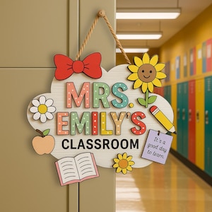 Personalized Teacher Door Hanger, Classroom Welcome Sign, Back to School Gift, Teacher Appreciation Gifts, Classroom Door Sign