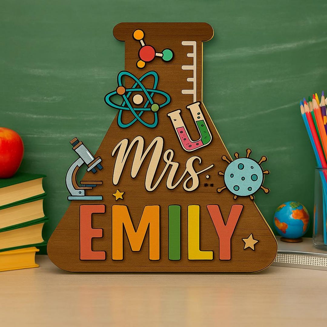 Custom 3D Science Teacher Name Sign, Science Classroom Decor, Custom ...