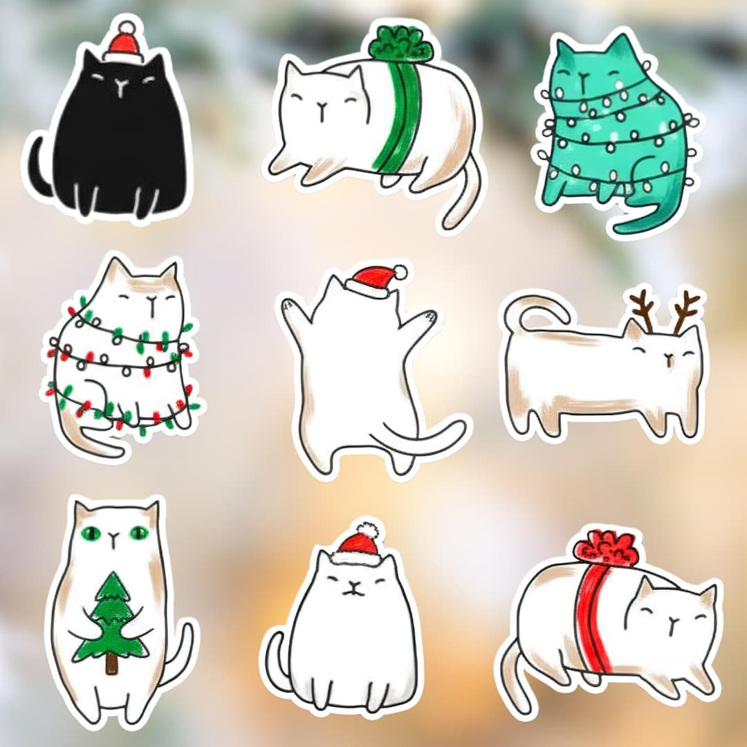 COMBO 10 PCS Funny Cat Meme Stickers, Waterproof Vinyl Stickers, Animal ...
