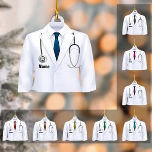 Personalized White Coat Ornament: Custom White Coat Party Gift, Med School Acceptance Gift Future Doctor, Graduation Gifts, Doctor Christmas
