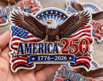 Custom America 250th Embroidered Patch Patriotic Eagle Flag Iron On Patch, 1776 2026 USA Anniversary Sew On Jacket Backpack Badge Gift Decor