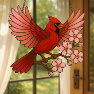 Red Cardinal ACRYLIC Suncatcher, Cardinal Window Hanging, Bird Lover Decor, Bird Memorial Gift for Christmas, Cardinal Lover Gift
